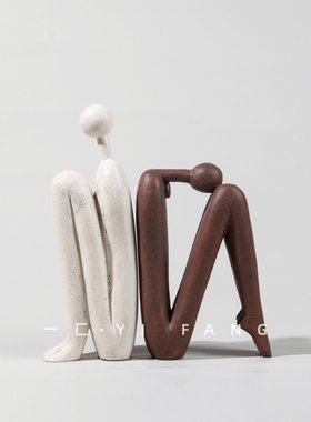 一匚 简约北欧几何极简抽象人像书挡 样N板间书房客厅艺术书靠