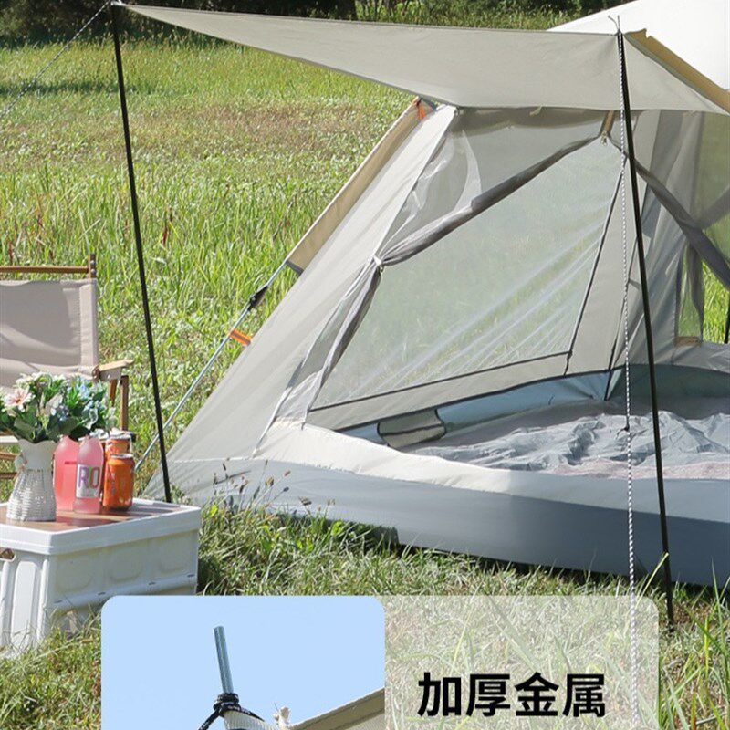 户外假双层全自动公园沙滩露v营帐篷速开野外旅游帐34人野营帐
