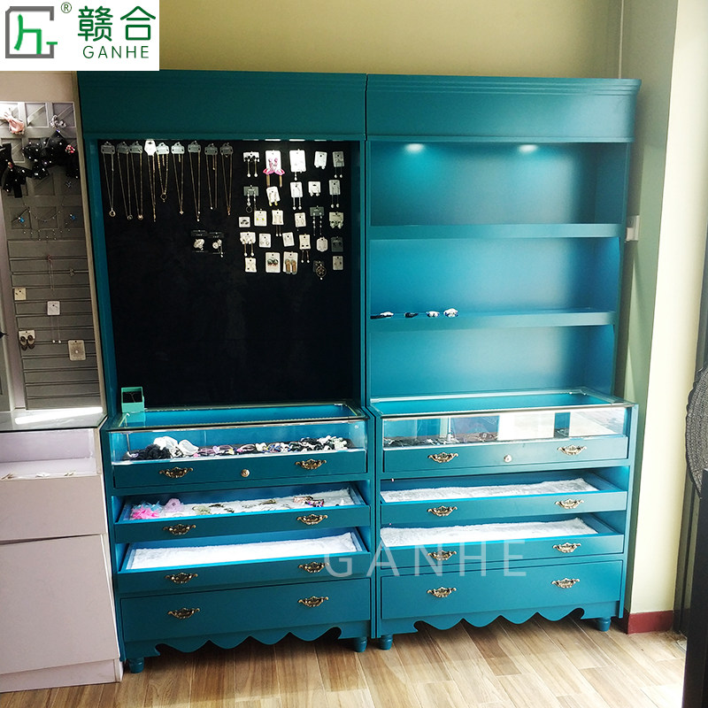 首饰柜珠宝展示柜耳钉项链展示背柜高柜边柜发箍头饰展柜货架边柜