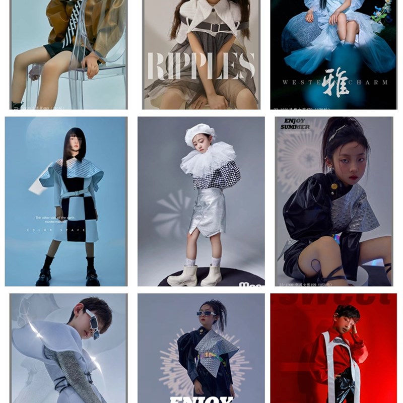 潮童走秀演出服儿童摄影服装影楼拍照主题2023年洋气艺术写真衣服