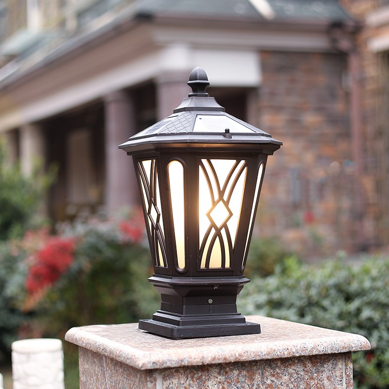 太阳能柱头灯别墅庭院灯户外防水室外围墙K花园墙头灯欧式大门柱