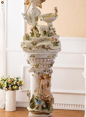 流水喷泉欧式摆件客厅落地大型家C居装饰品摆设电视柜旁边创意轻