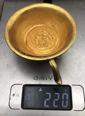 古董古玩仿古纯铜加厚鎏金碗复古酒碗客厅居家乡下收藏老物件