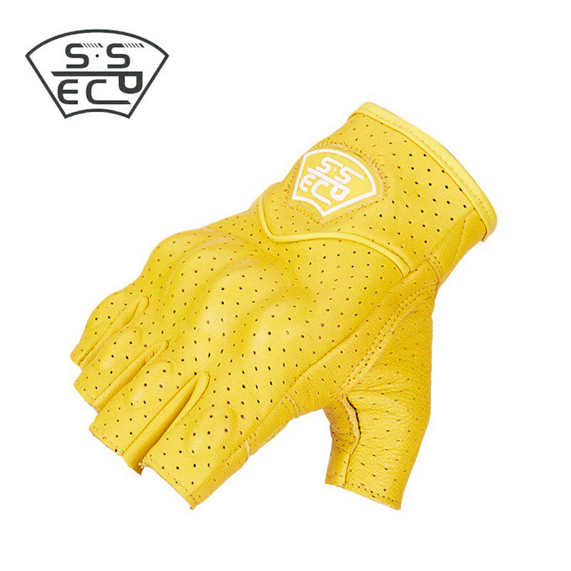 新款摩托车骑行手套机车手把赛车皮革半指防滑透气骑士运动