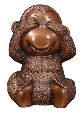 紫铜四不猴摆件铜猴子工艺品十二生肖猴年装饰品