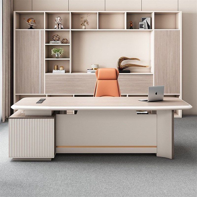 轻奢老板办公桌简约现代总裁电脑桌椅组合办公室单人大班台老板桌