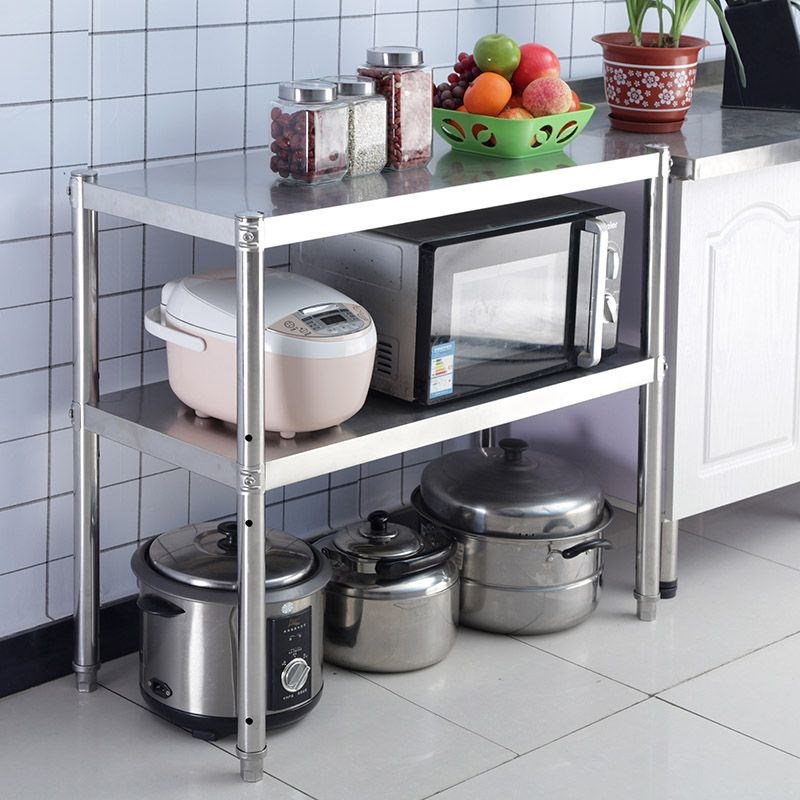 加厚双层操作台不锈钢工作台厨房大桌子组装式台打荷台面案板商用