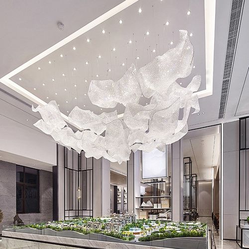 创意酒店大堂天花灯水晶编网吊饰挂饰售楼处展厅挂件装饰空中商场