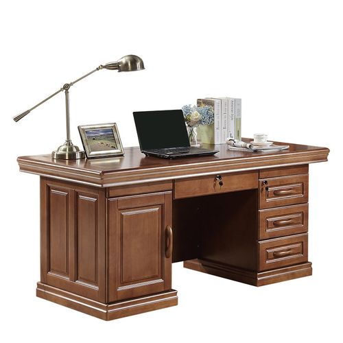 实木办公桌商务电脑台式桌子1.8米1.6米1.4m家用大户型书房写字桌