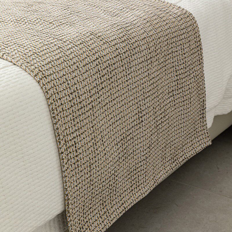 原木风民宿床尾巾软装床搭毯抱枕米咖色棉麻靠枕儿童房样板间床旗