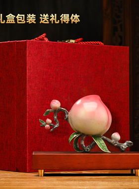 五福献寿全铜寿桃摆件客厅玄关装饰品送H老人生日八十大寿祝寿礼