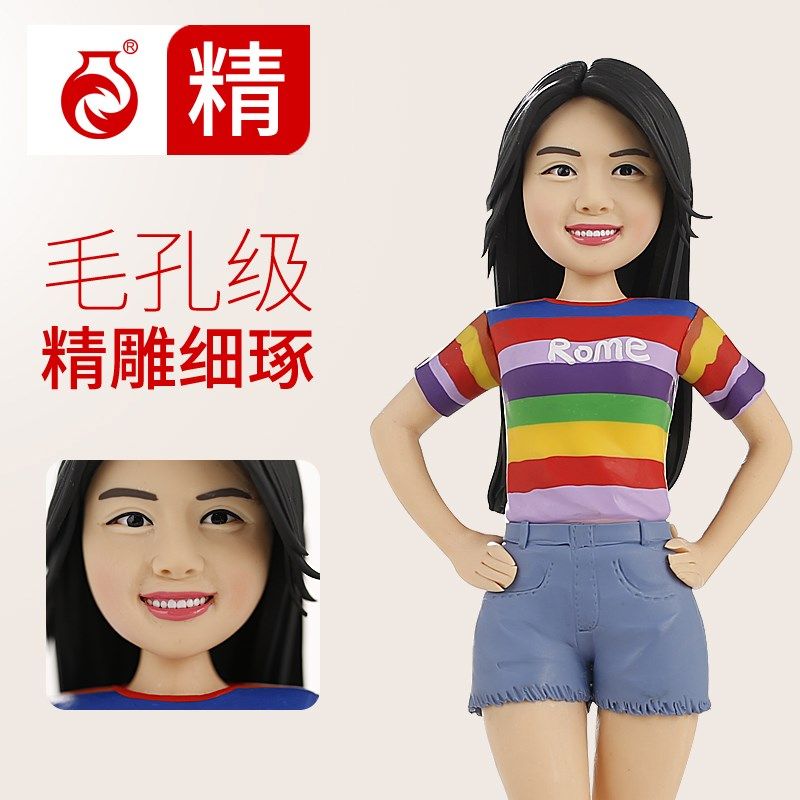 软陶人偶定制diy泥人真人公仔蜡像 捏人像泥塑Q陶泥玩偶结婚礼物