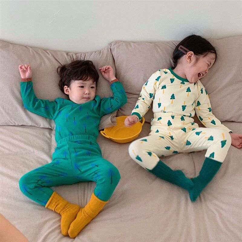 韩版秋冬儿童纯棉秋衣秋裤保暖内衣套装男女童卡通家居服宝宝睡衣