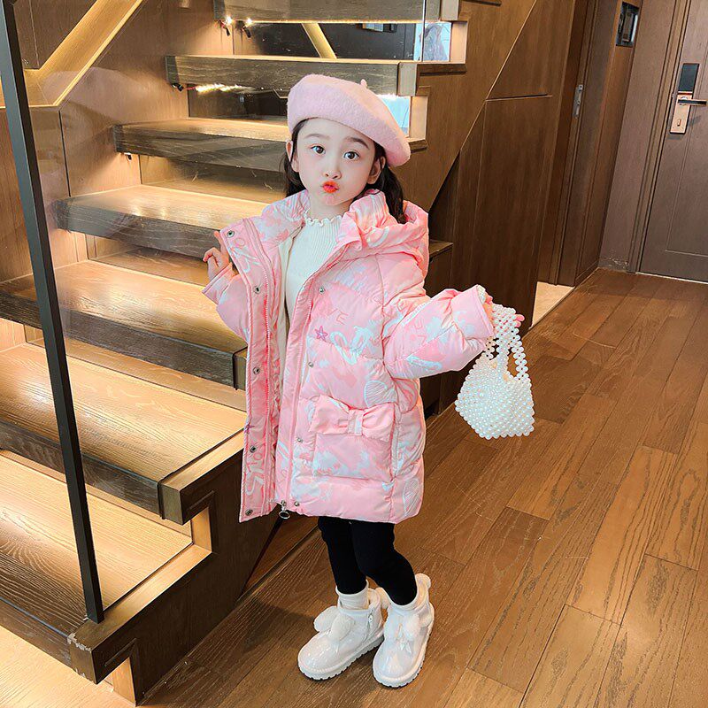 女童棉服冬季2024新款宝宝中小童棉袄洋气加厚防寒中长款加绒外套