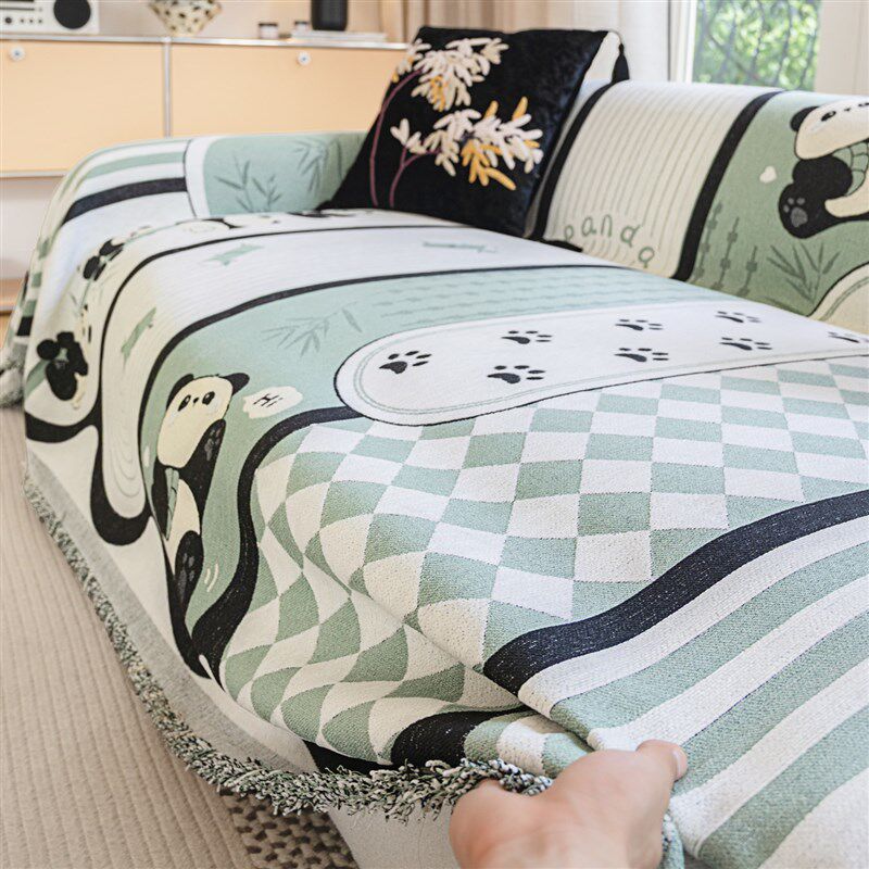 卡通风沙发d盖布防猫抓不粘毛2025新款沙发巾一整张全盖沙发套罩