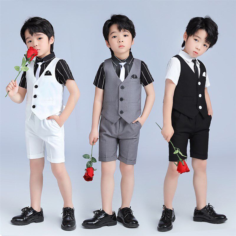 男童礼服2025夏季新款英伦马甲两件套时尚花童婚礼主持演出西服潮