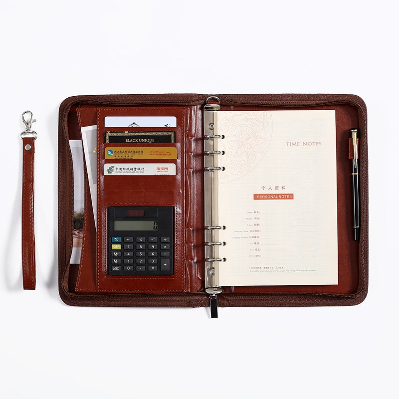 商务经理夹A5活页创意拉链包多功能笔记记事本办公工作会议记录本