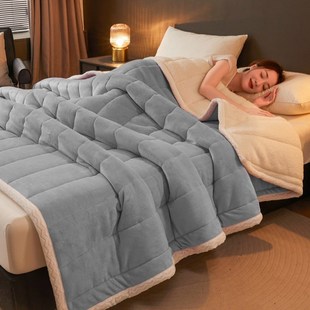 跨境加厚三层夹棉贝贝绒毛毯冬季 水晶绒法兰绒毯子沙发午睡盖毯