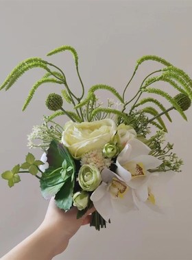 M332a四面洽谈桌花白绿道具前台商务仿真花绢花假花婚庆亚马