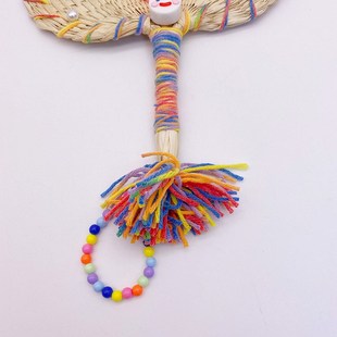 Peach 桃心手摇扇草编扇清凉女HD4349A13 Girl甜酷辣妹粉蒲扇夏季