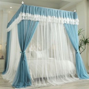 三开门宫廷蚊帐加密加厚 双层纱蚊帐家用公主落地式 2024夏季 新款