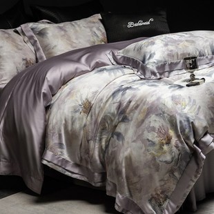 夏季 印花油画四件套凉感丝滑床单被套床上用品 轻奢风兰精天丝数码