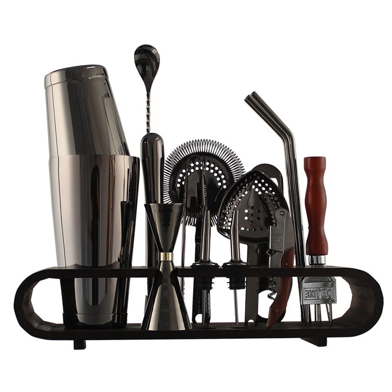 304不锈钢酒吧家用制作鸡尾酒调酒工具套装调酒器收纳架套装现货