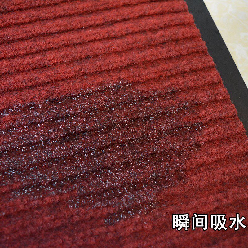 门前进门地毯酒店k厕所卫生间防滑门垫吸水地毯红色灰色双条纹地