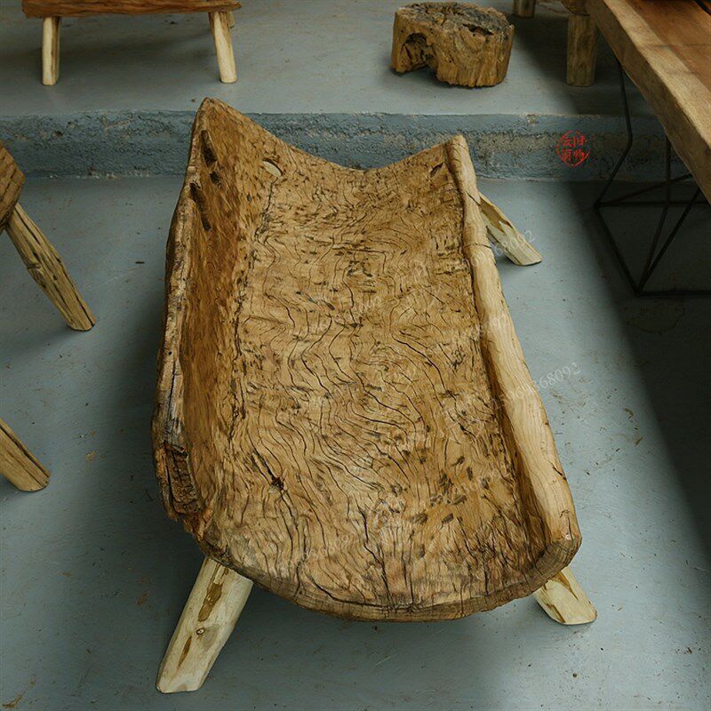风化木客厅宽宽木凳 原木沙发躺椅 阳台院L落花园歇息木椅 花园