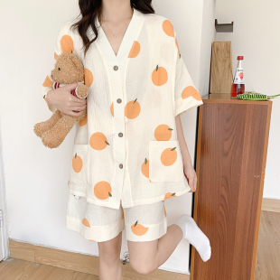 孕妇哺乳睡衣夏季薄款短袖纱布月子服5月份产后4春秋纯棉两件套女