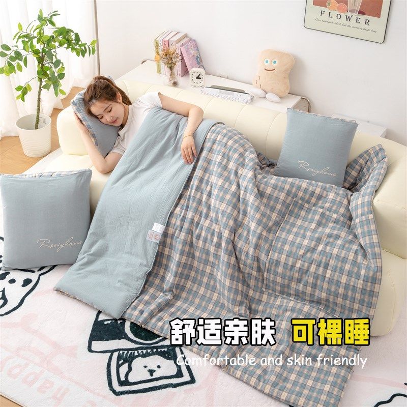 A类全棉两用抱枕被水洗棉车载靠垫二合一办公室沙发午.休折叠被子