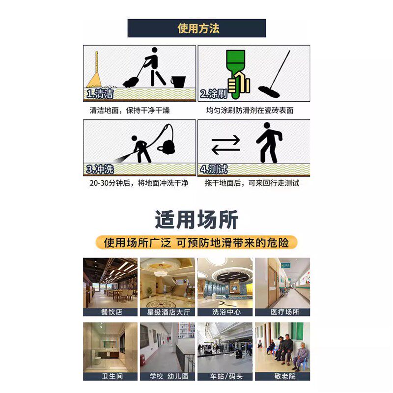 地砖地板防滑护i理瓷砖大理石防滑剂幼儿园学校养老院地面防滑液