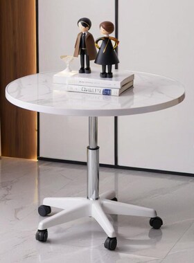 沙发边几客厅2024新款圆桌子可升降F带轮移动小茶几休闲多功能角