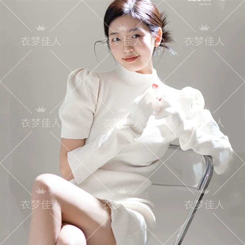 新款韩杂风日系氛围感少女艺术照毛衣小清新肖像写真影楼拍照服装