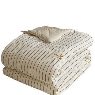 A类母婴全棉色织水洗棉春秋被冬被日式N简约条纹大豆被子被芯