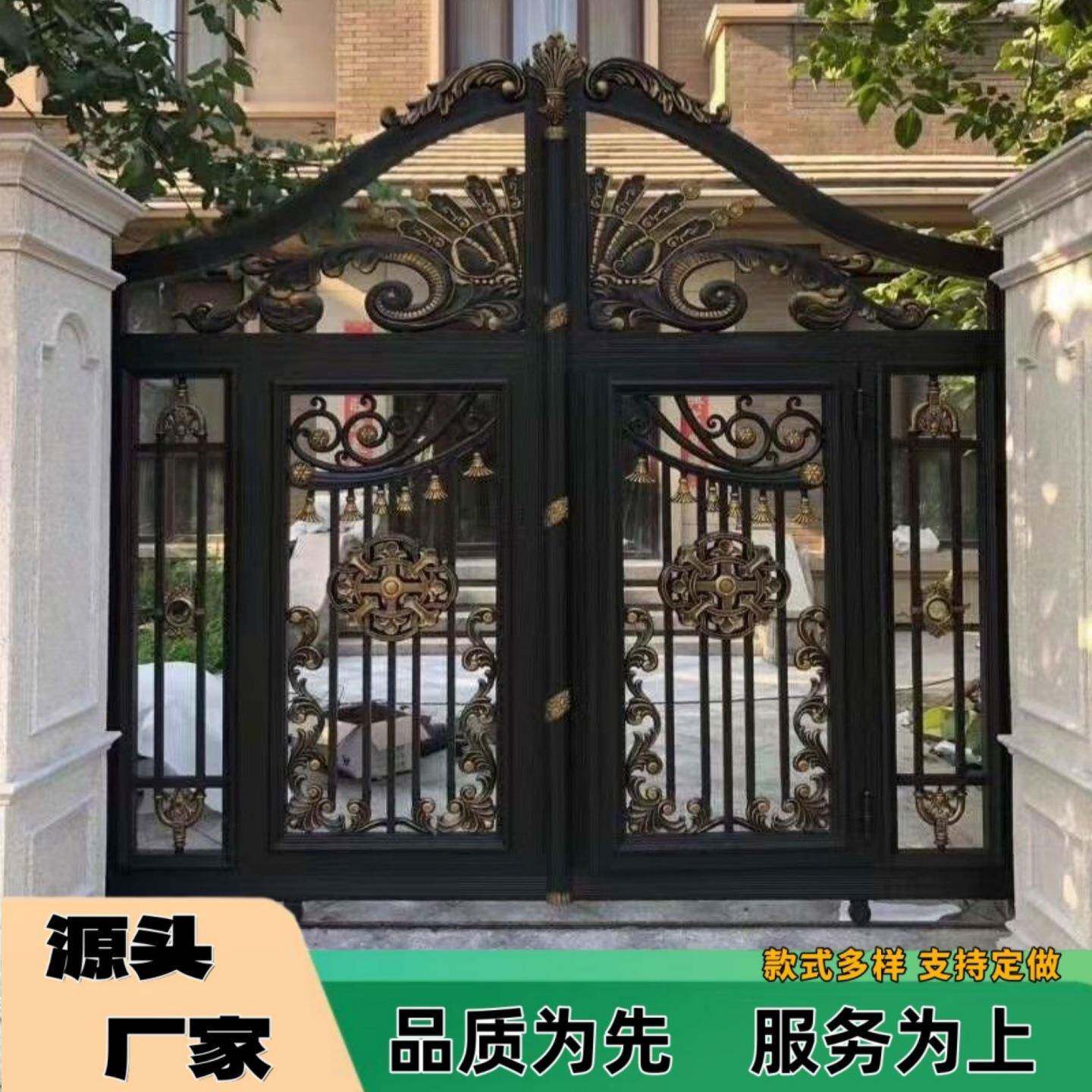 铁艺大门庭院门花园门别墅大门双开门铁艺花乡村小院门欧式铁艺门