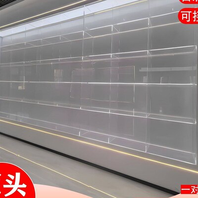 亚克力展示架置物架渐变色带灯手办酒柜鞋包落地货架透明格子架柜