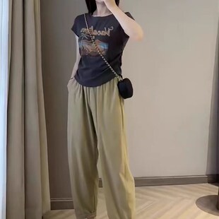 穿搭一整套印花修身 时尚 短T恤两件套 女夏2024新款 高级感运动套装