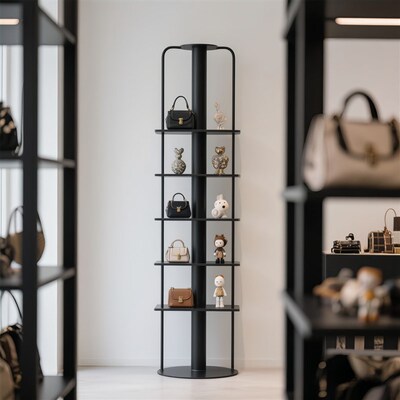 服装店鞋包展示架黑色简约包包陈列橱窗置物架子鞋店多层落地货架
