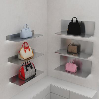 服装店多层展示架鞋架鞋店包包架不锈钢置物架上墙鞋包饰品陈列架