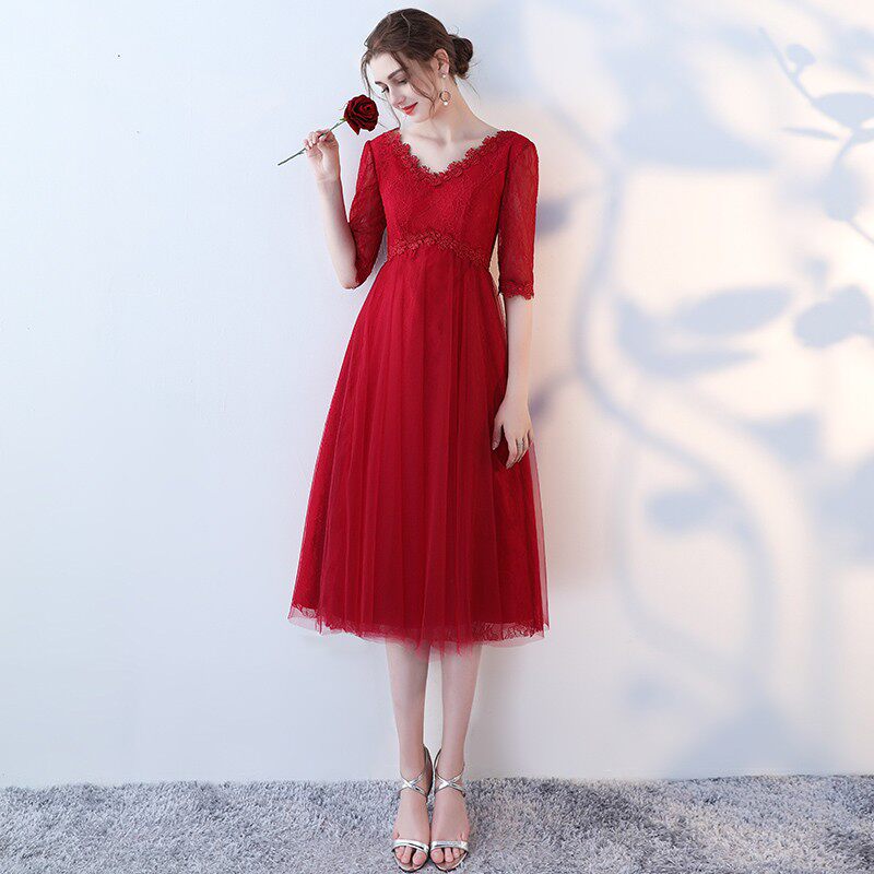 孕妇敬酒服2021秋冬新款红色大码高腰新娘结婚礼服回门服晚礼服女