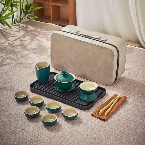 路宝旅行茶具提梁壶一壶四杯干y泡茶盘户外便携酒店套装logo定