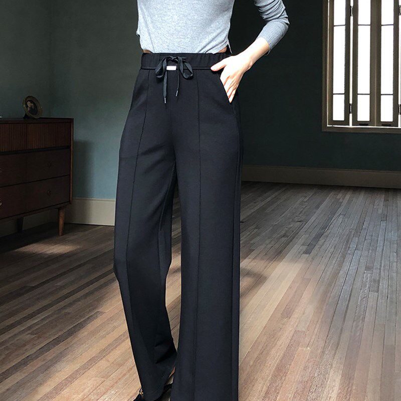 香依雅园 2024春季新款胖MM大码休闲高腰弹力针织阔腿裤女6092