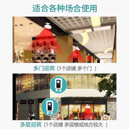 遥控欢迎光临感应器店铺进门迎宾门铃开门提M醒语音铛商铺用玲1拖