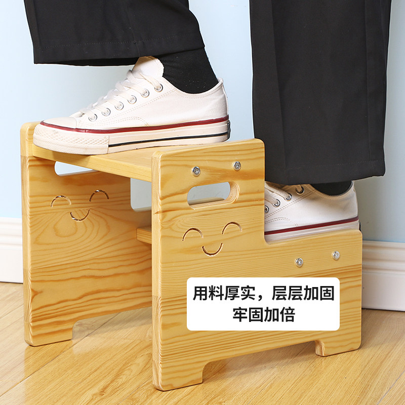 家用实木儿童垫脚j凳洗手台阶宝宝卫生间防滑阶梯凳子脚踏矮凳现