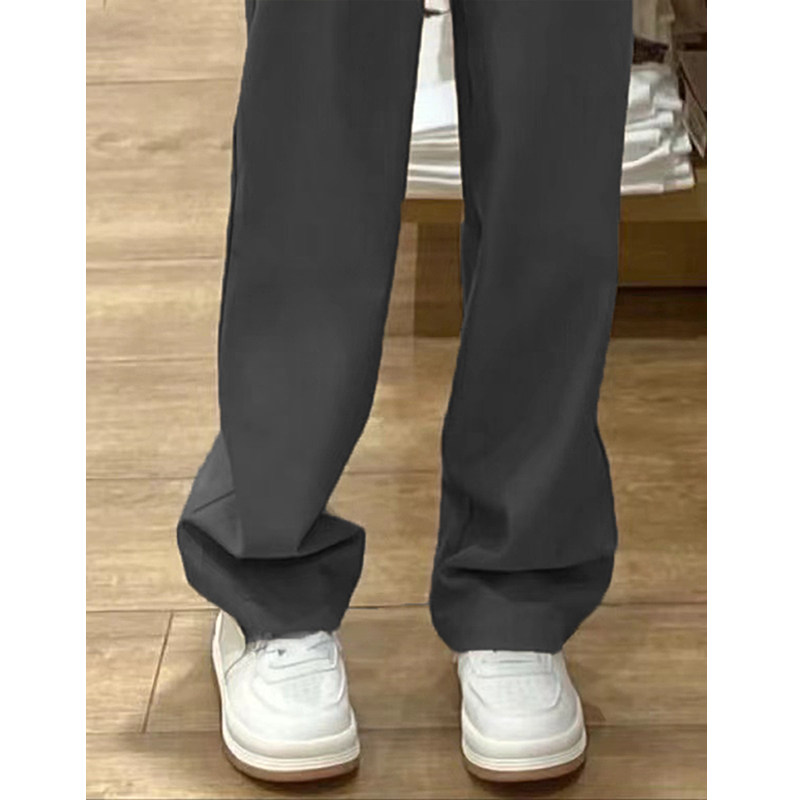 175高个子加长版180灰色西装裤女春季高腰垂感休闲直筒窄版阔腿裤