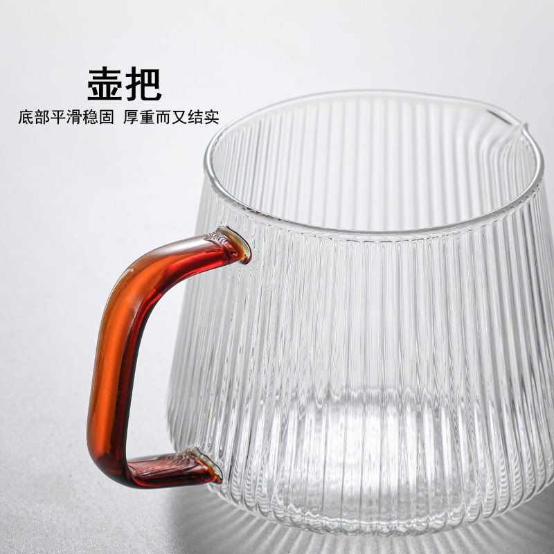 新款竖纹玻璃咖啡分享壶家用套F装手冲咖啡滤杯草莓咖啡漏