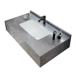 岩板陶瓷一体h盆小户型定制卫生间酒店浴室台面洗漱挡水石板洗手