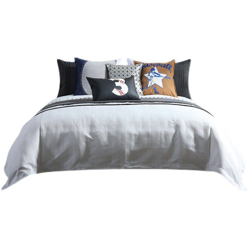 儿童十件套e蓝黑色棒球抱枕3字腰枕售楼部软装男孩样板间床品