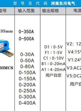穿孔交流电流变送器20A25A30A50A100A转输出4-20mADC0-10V传感器